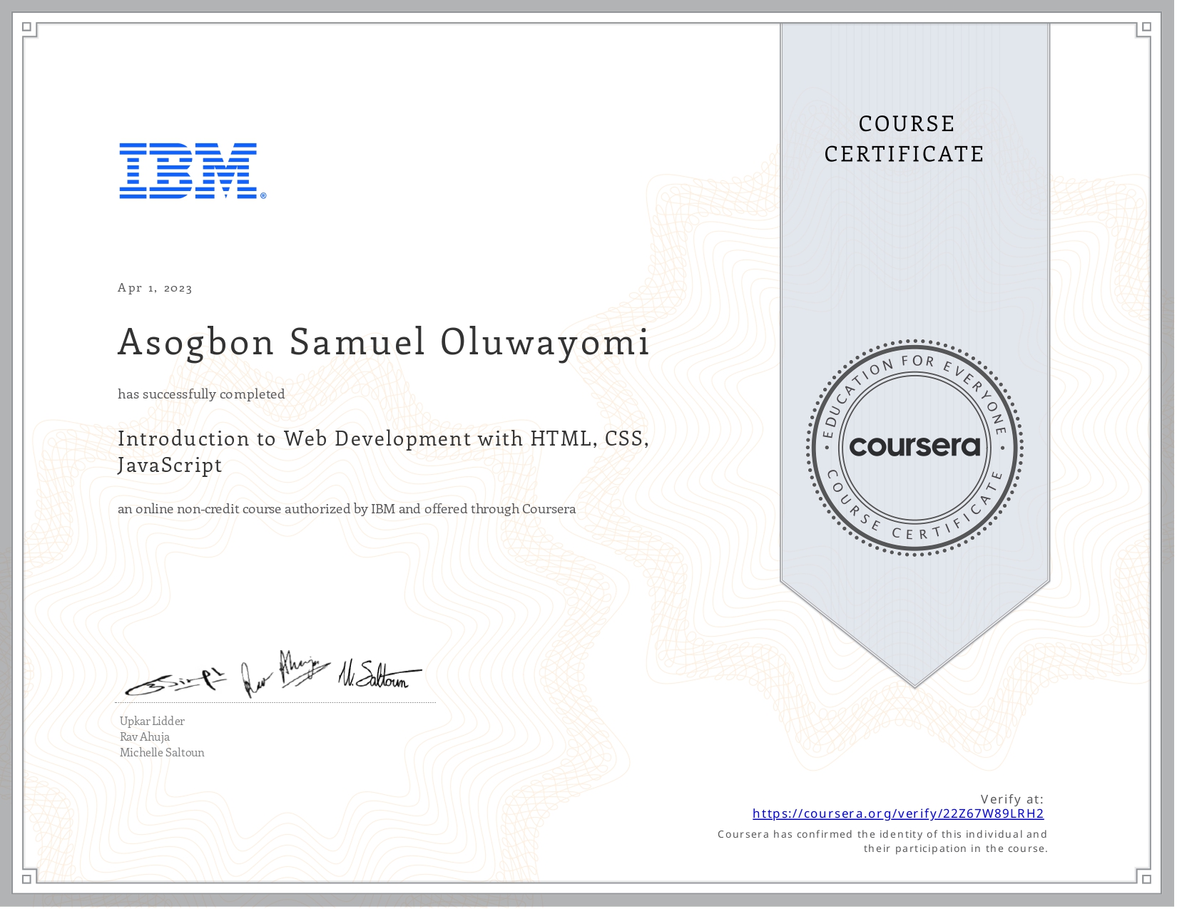 Software Development Certificate